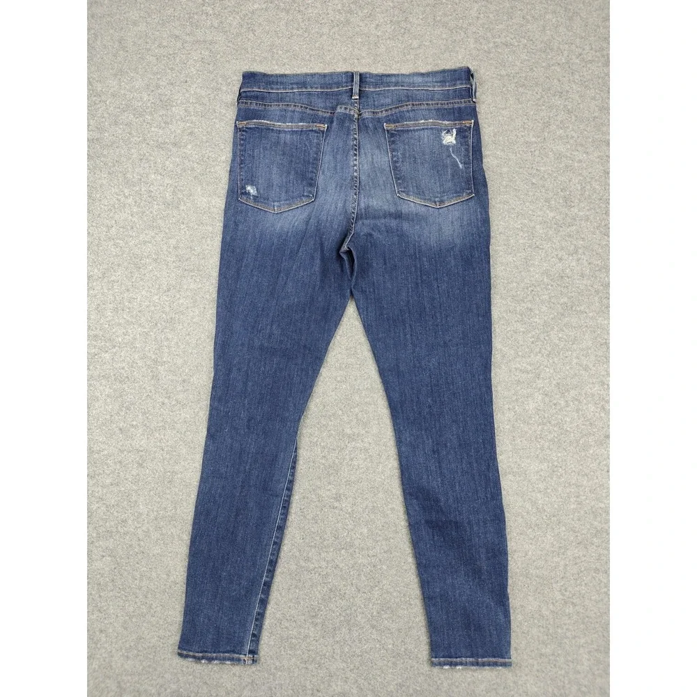 Frame Le High Skinny Jeans Womens 32 Blue High‎ Rise Distressed Stretch 32x28.5